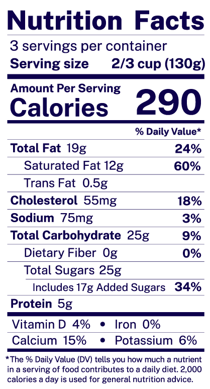malai sweet cream kulfi nutrition facts